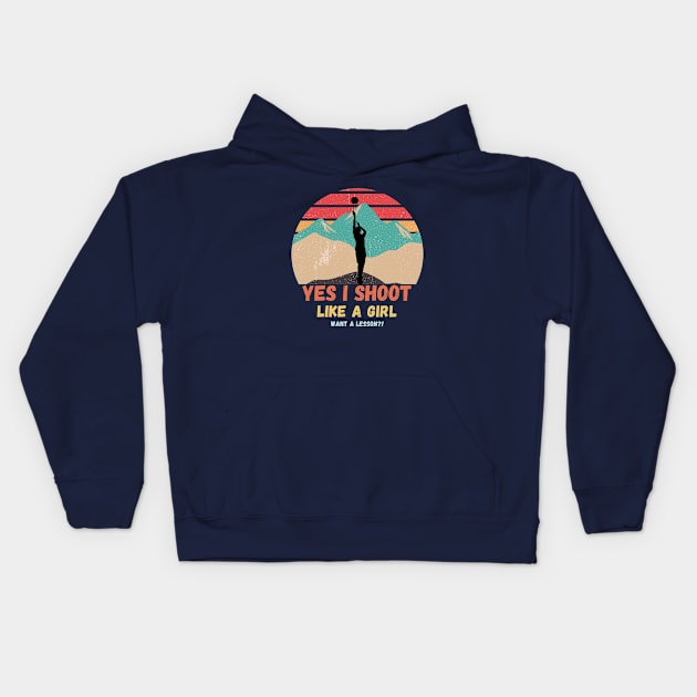 Shoot like a girl Basketball Kids Hoodie by High Altitude